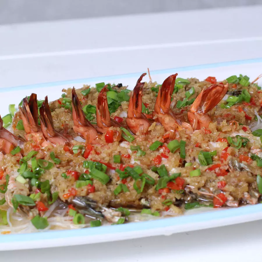 Креветки с фунчозой 蒜蓉粉丝开背虾