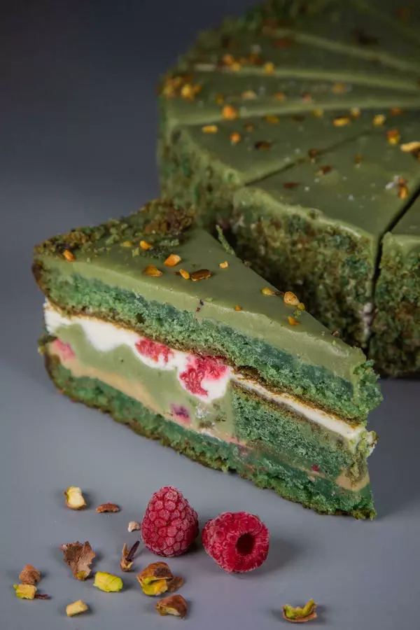 Торт "Фисташковый с малиной" 190г