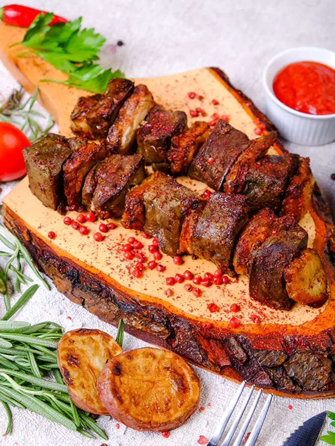 Печень по-Хански с курдюком
