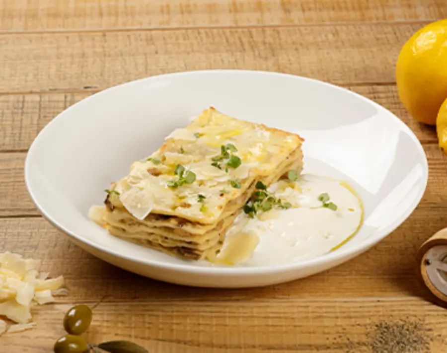 Лазанья с цыпленком и грибами