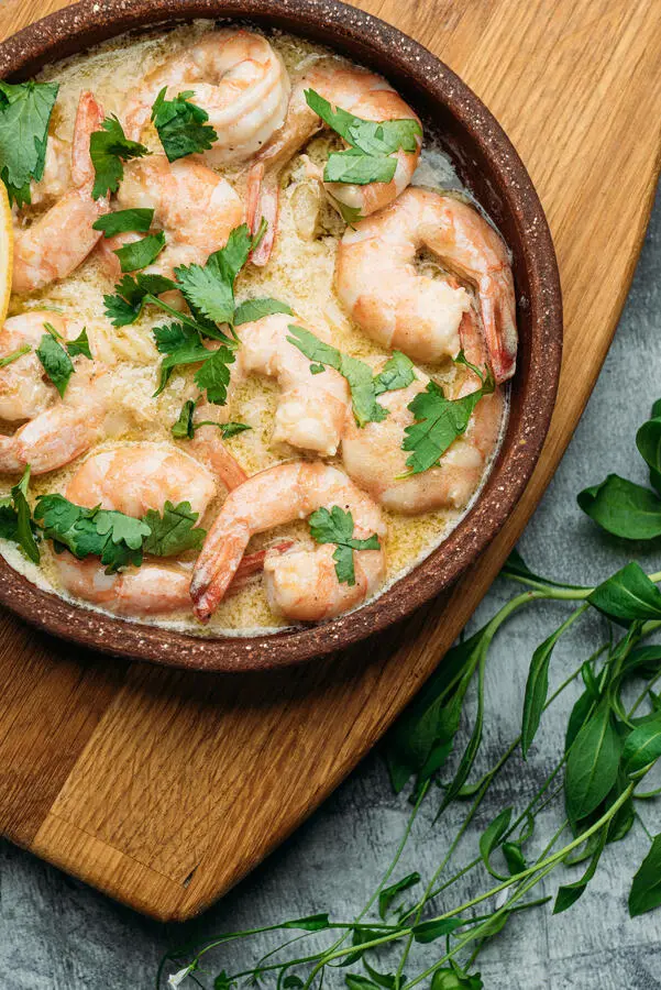 Жареные креветки в сливочном масле