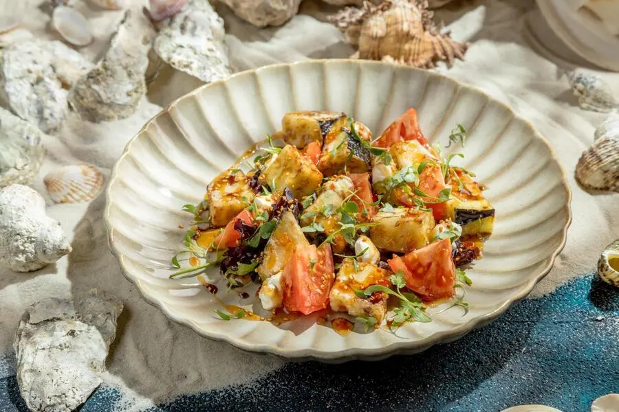 Салат из хрустящих баклажанов