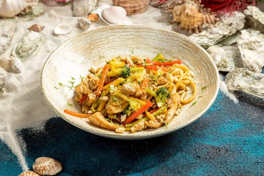 Азиатская лапша с креветками