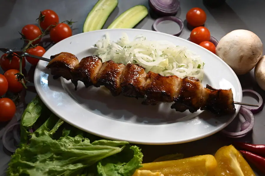 Шашлык из печени с курдюком