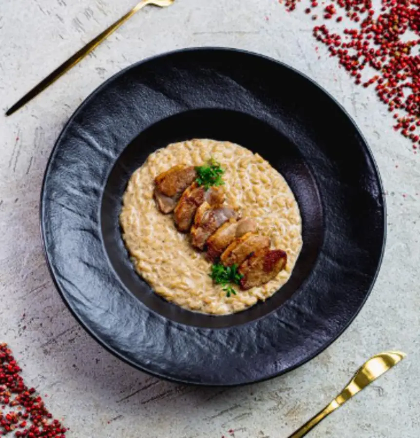 Ризотто с уткой и белыми грибами