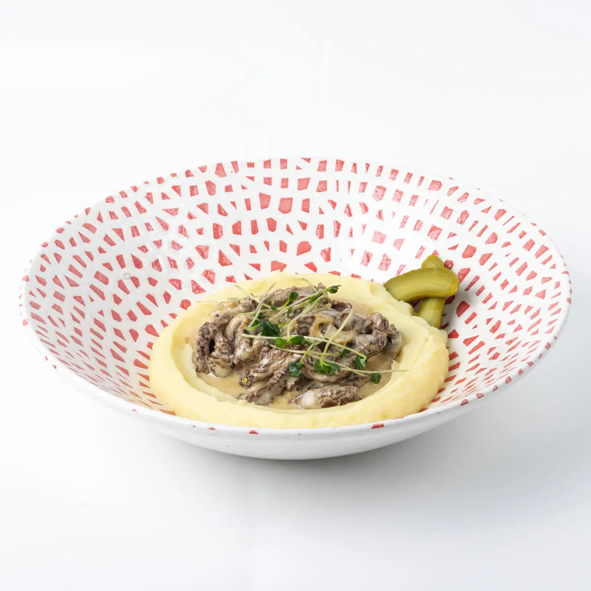 Бефстроганов с картофельным пюре