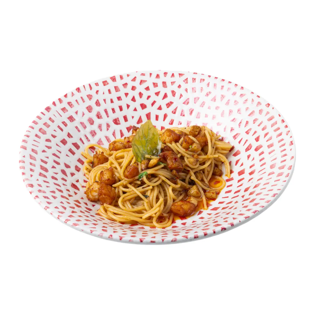 Спагетти алио олио с тигровыми креветками