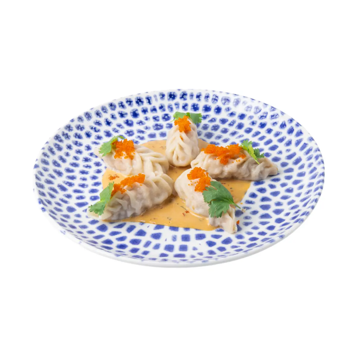 Гюрза c форели с креветками и икрой тобико