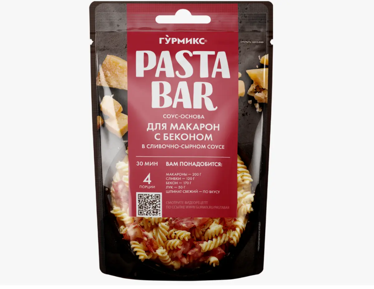 Соус основа д/макарон с беконом в слив./сыр.соусе Гурмикс 120гр