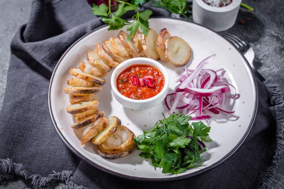 Шашлык из картофеля с курдюком