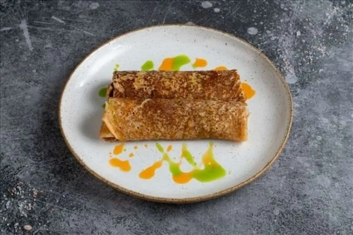 Блины с ветчиной, сыром и грибами