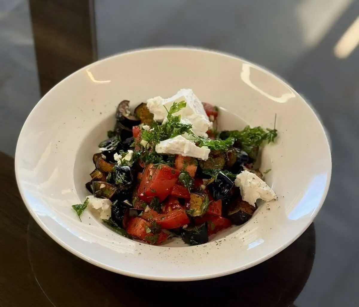 Салат с баклажан с сыром фета/Eggplant salad with feta cheese