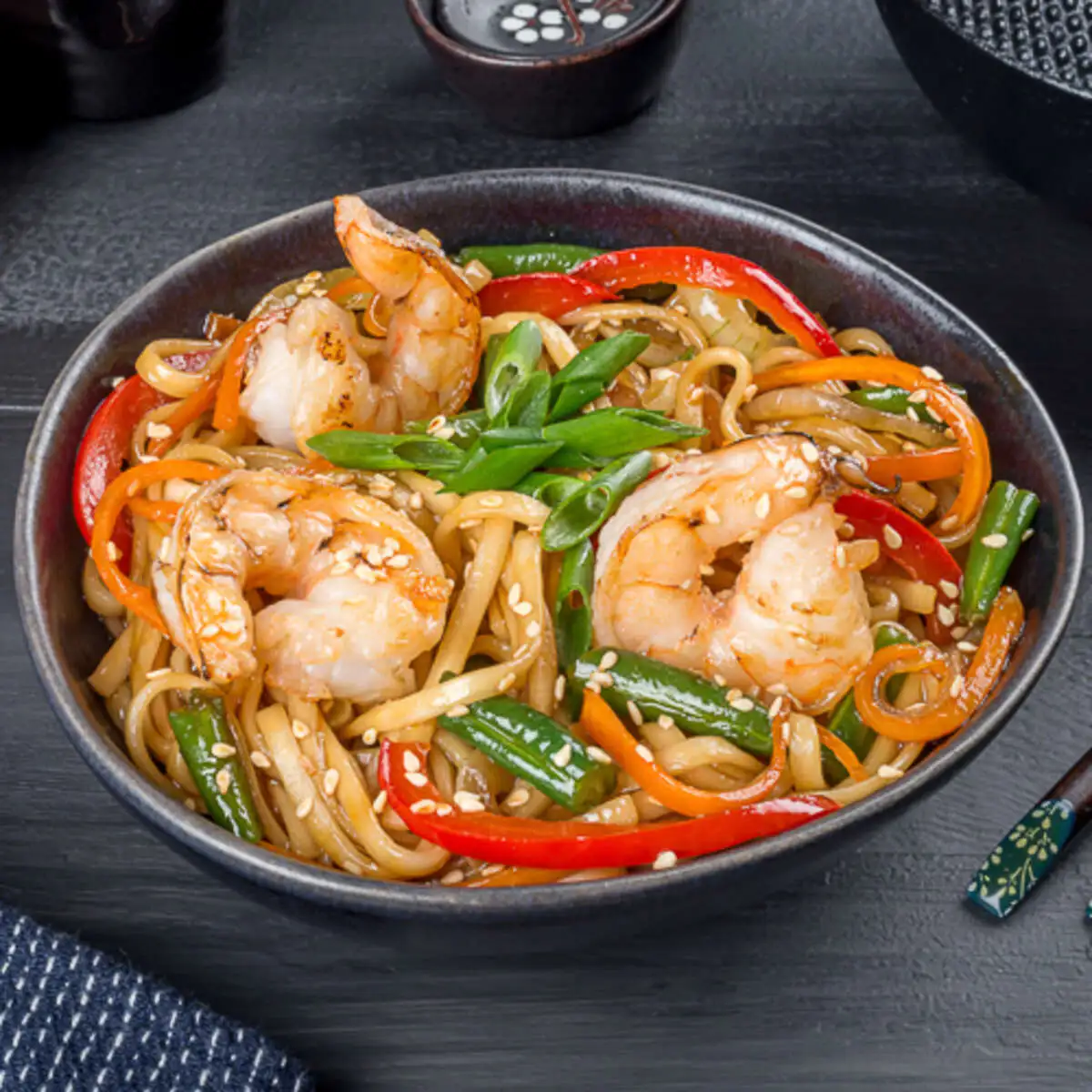 Удон с креветками