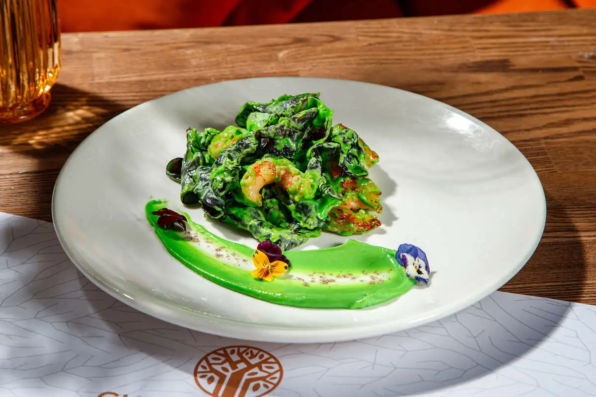 Креветки в соусе васаби и грибами Му Эра