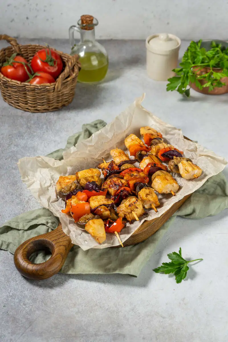 Шашлык куриный с овощами