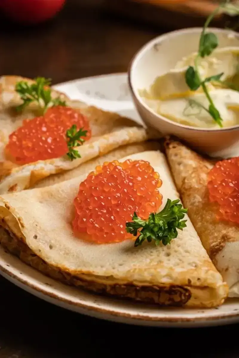 Блинчики с красной икрой