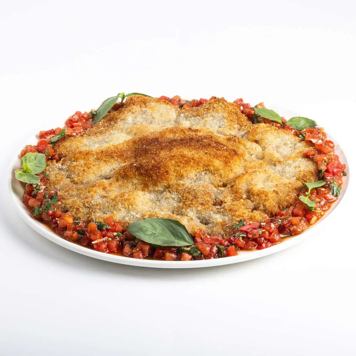 Цыпленок миланезе с руколой и томатами