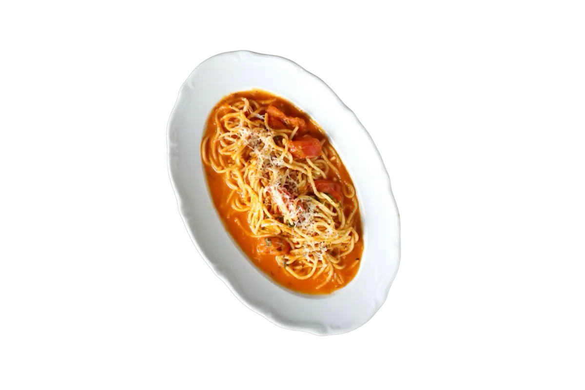 Спагетти с соусом из сладких томатов 