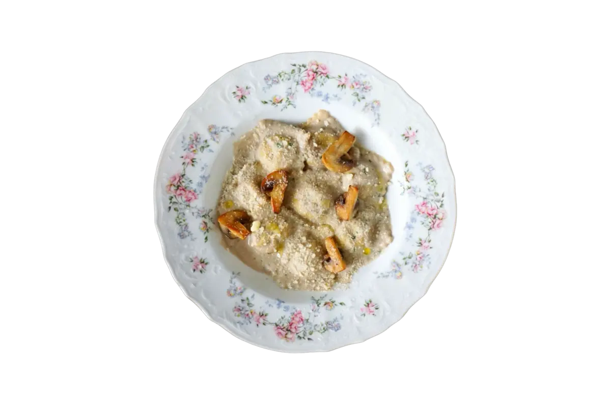 Равиоли с грибами и трюфельным соусом 