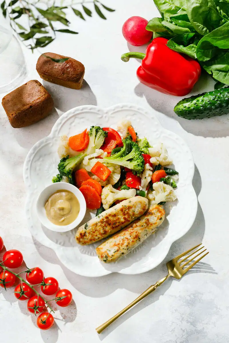  Кебаб из индейки с овощами на пару