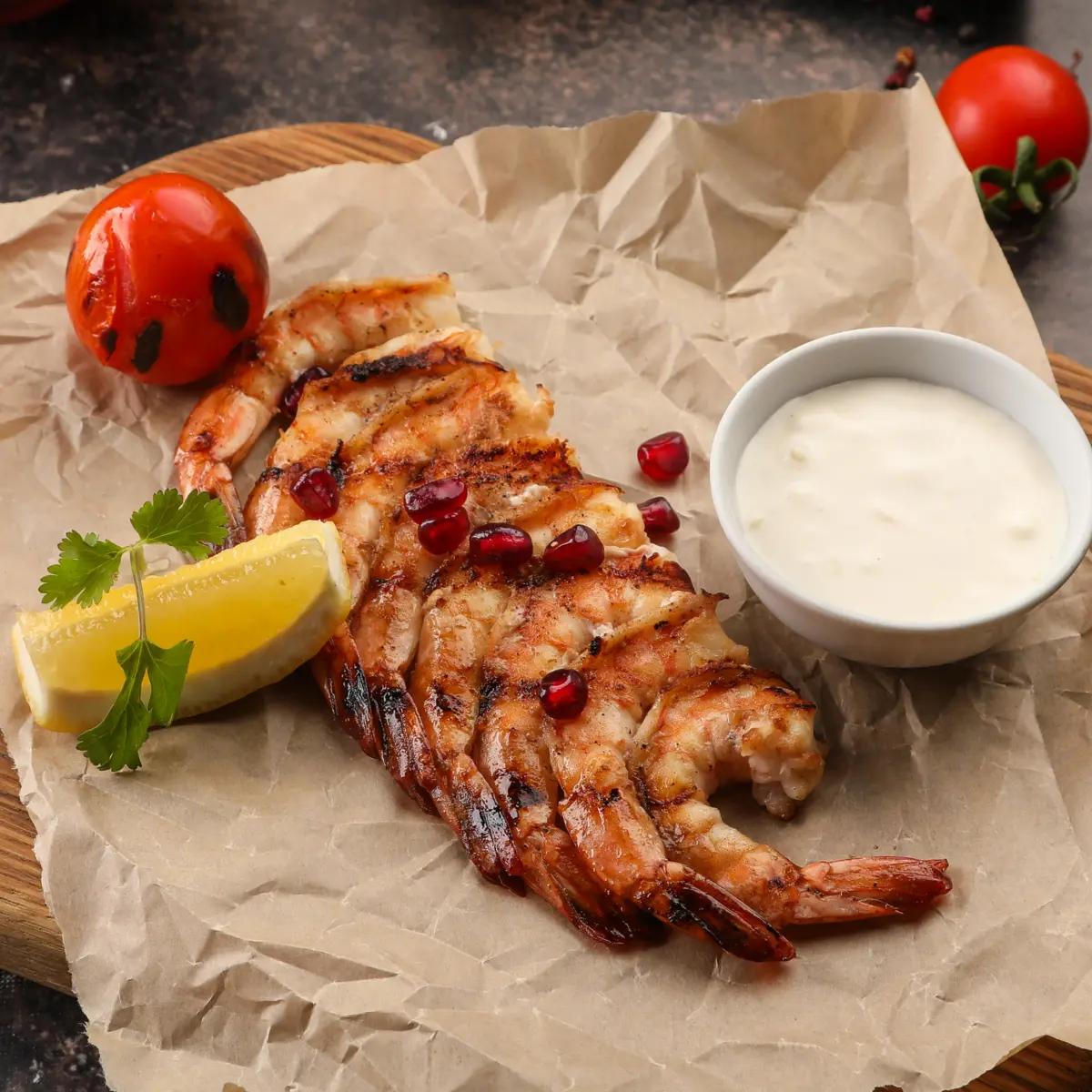 Тигровые креветки с соусом ранч