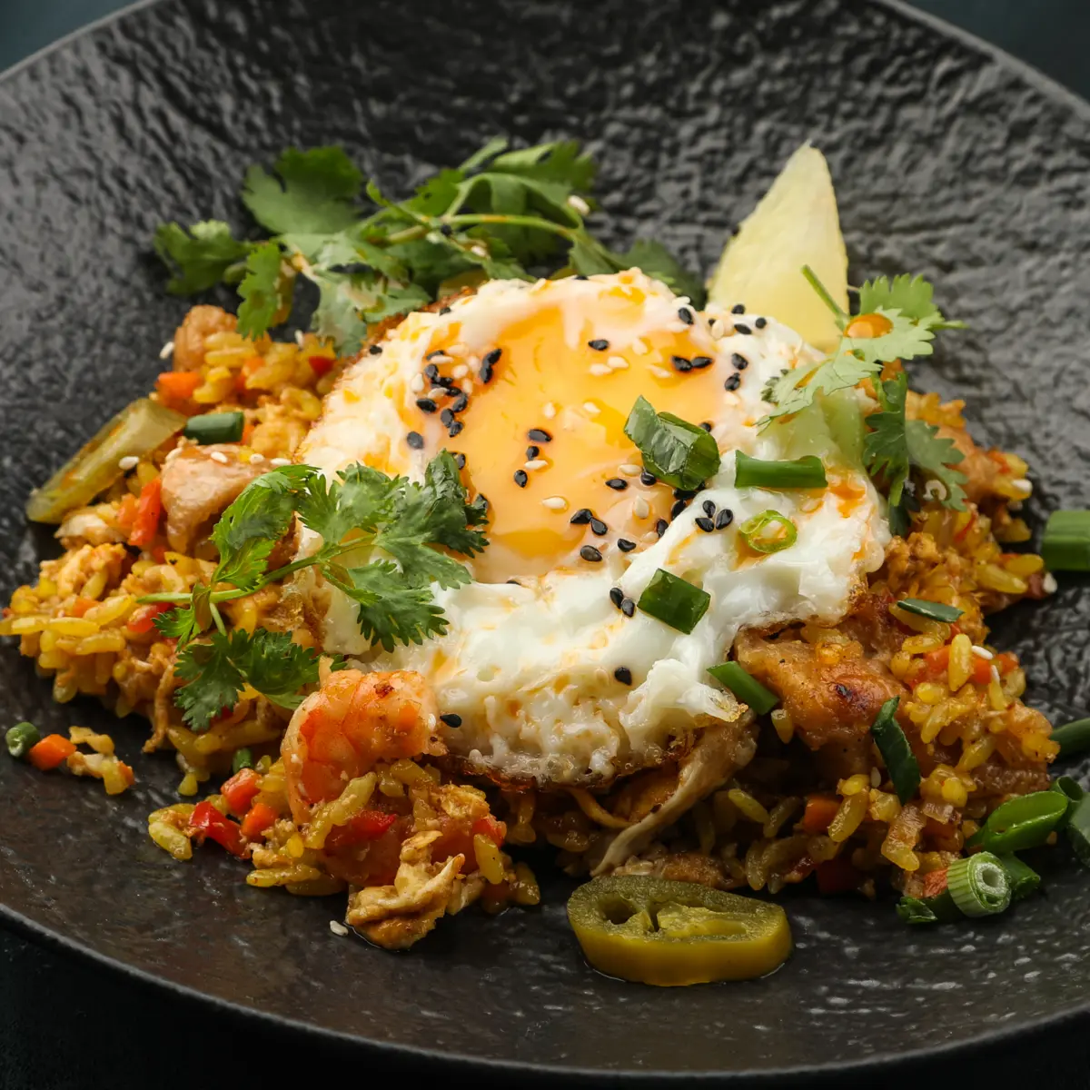 Рис малазийский с курицей и тигровыми креветками