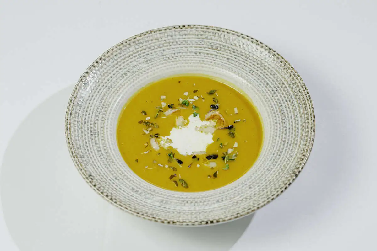 Тыквенный крем-суп с креветками