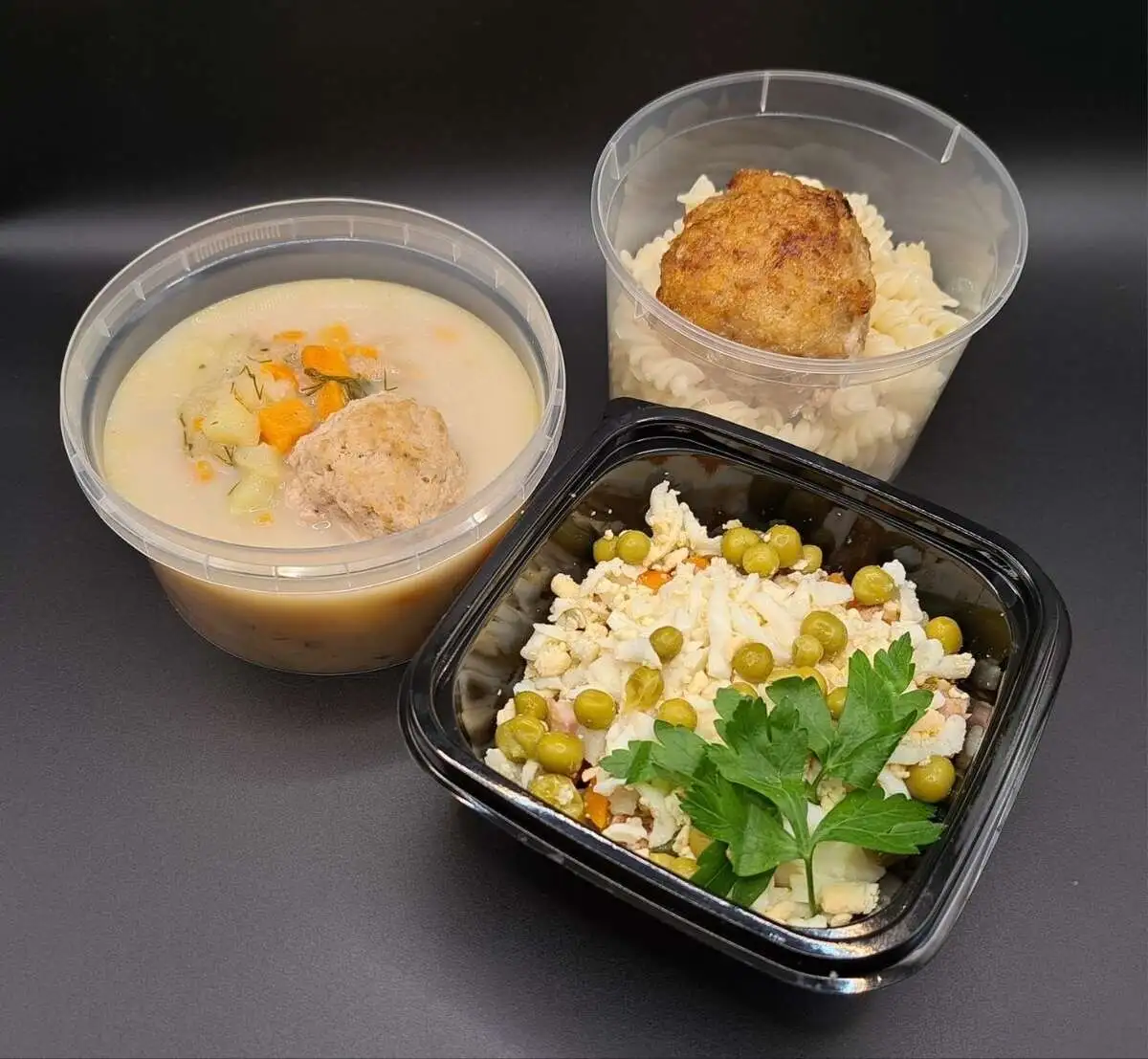 3 Мясной: Оливье, Польский, Котлета домашняя с макаронами