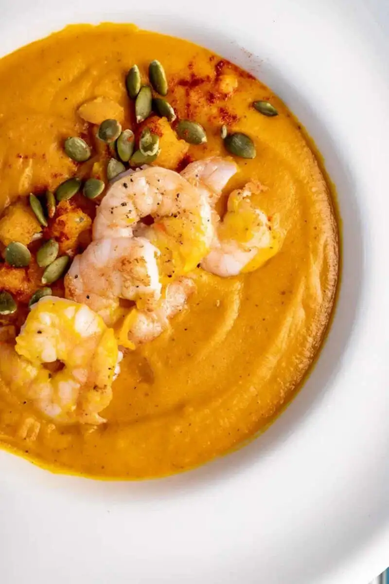 Тыквенный крем-суп с креветкой