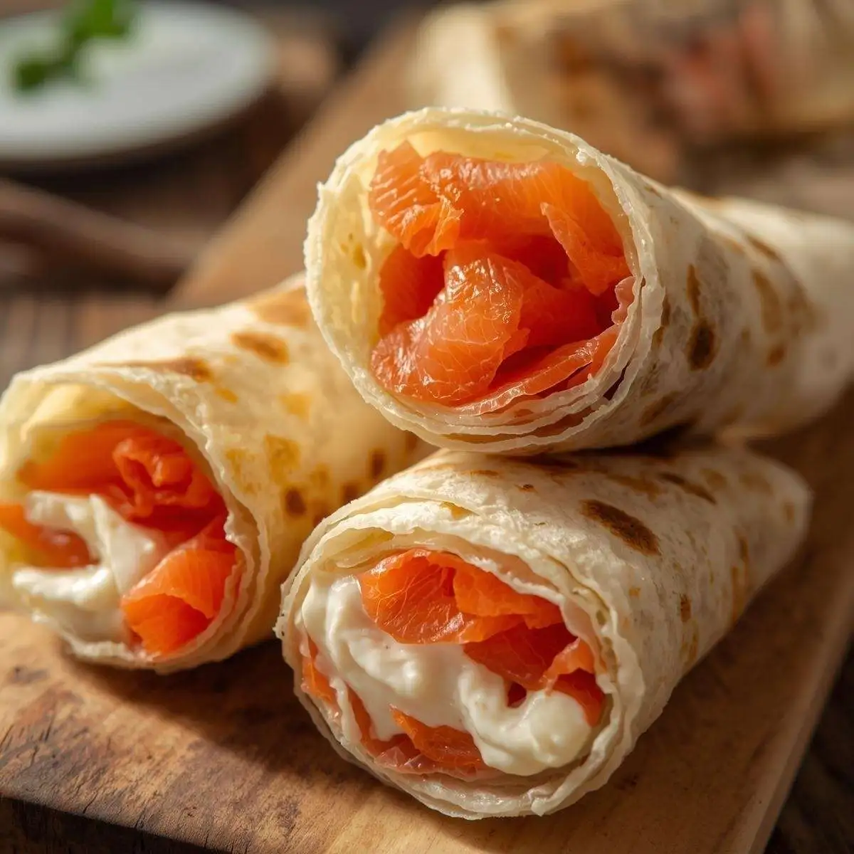 Блинные рулеты с красной рыбой и творожным сыром    