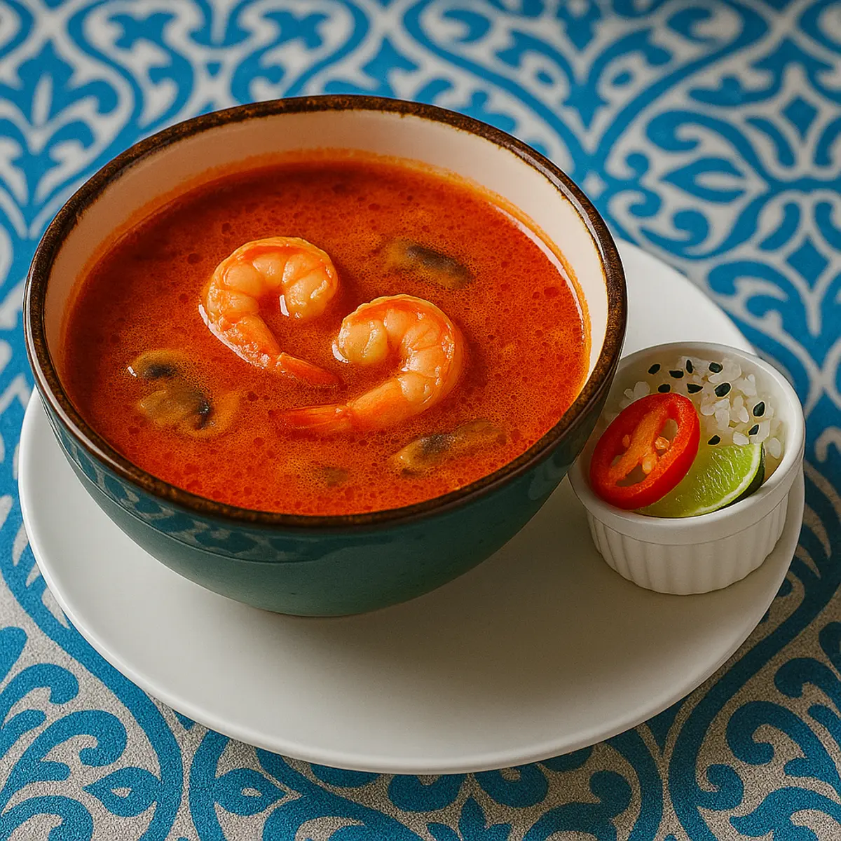 Суп Том-ям с тигровыми креветками 