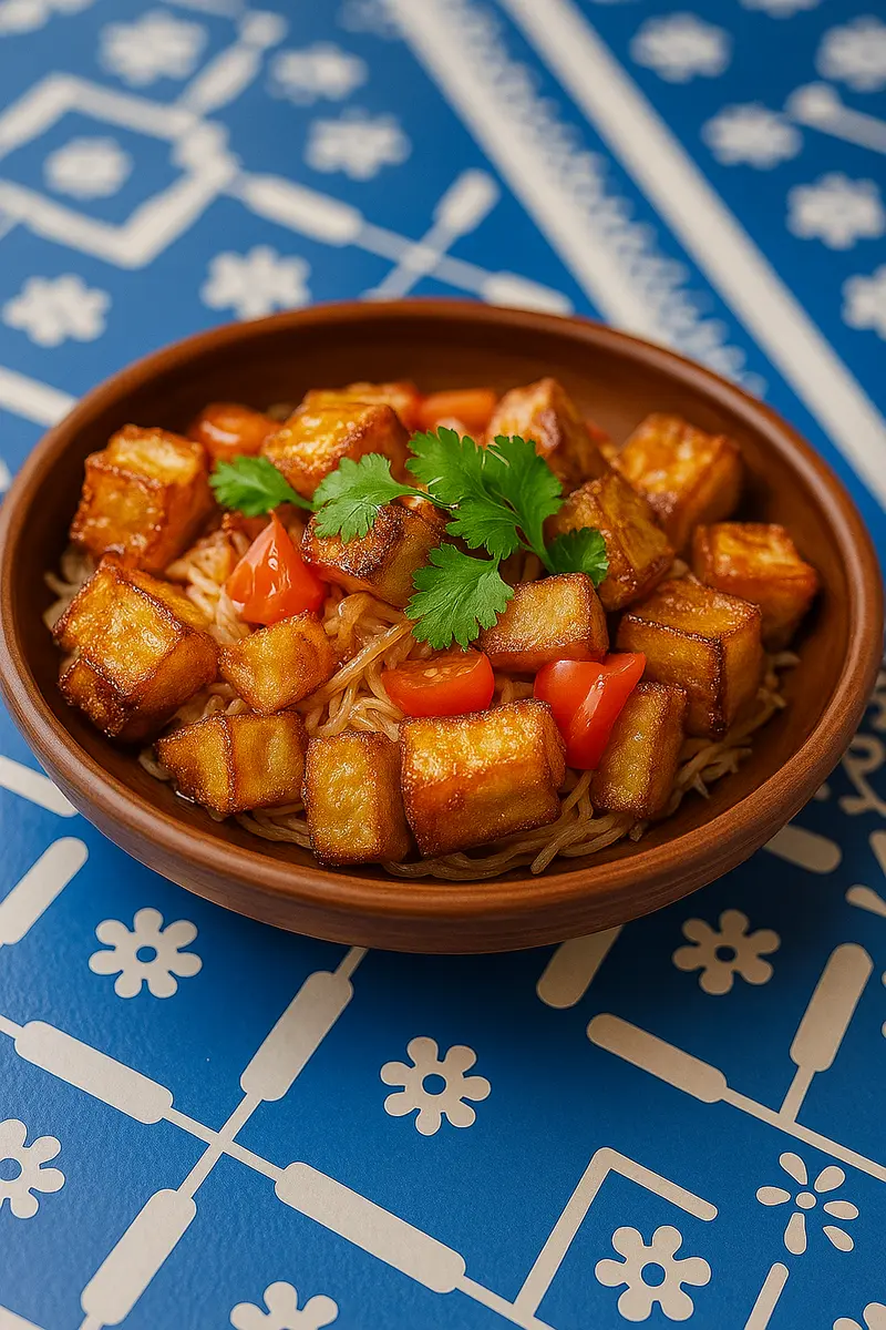 Салат с хрустящими баклажанами