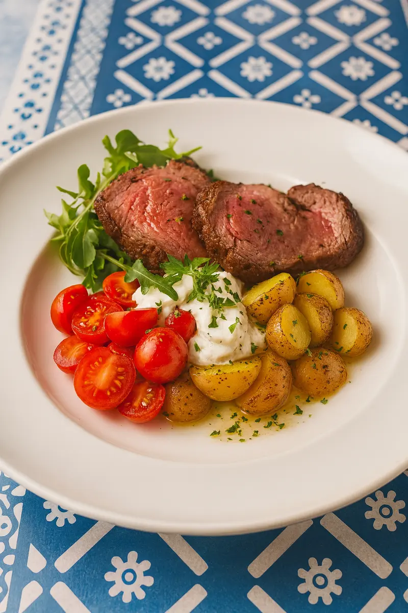 Салат с ростбифом и страчателлой