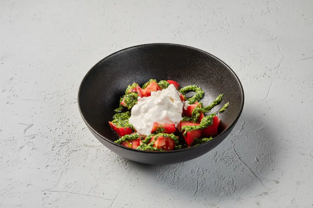 Салат со страчателлой и томатами