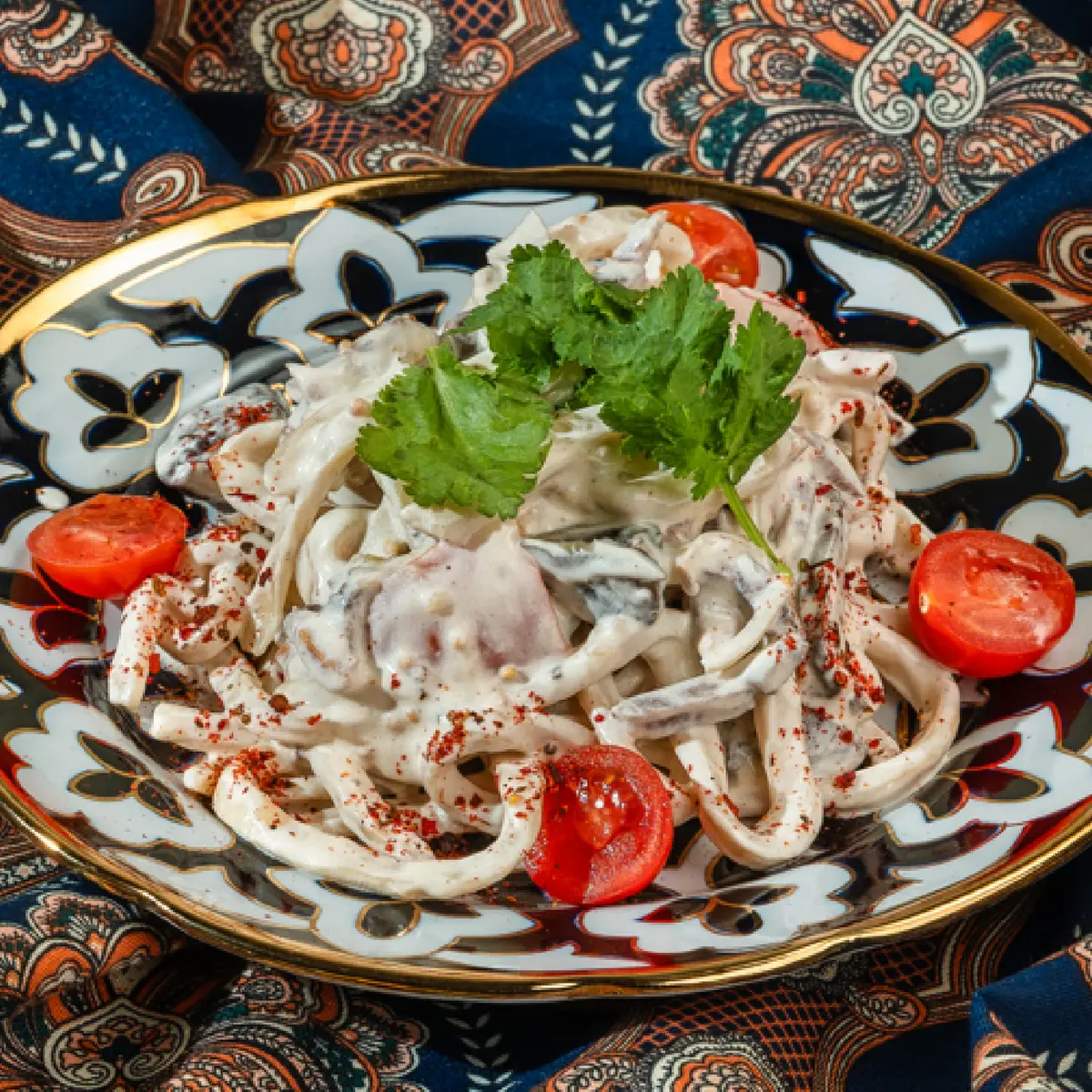 Сливочный лагман с языком