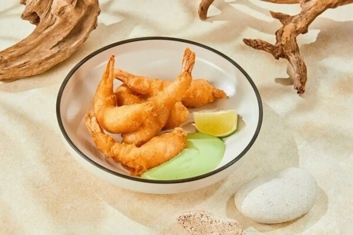 Креветка темпура с муссом васаби