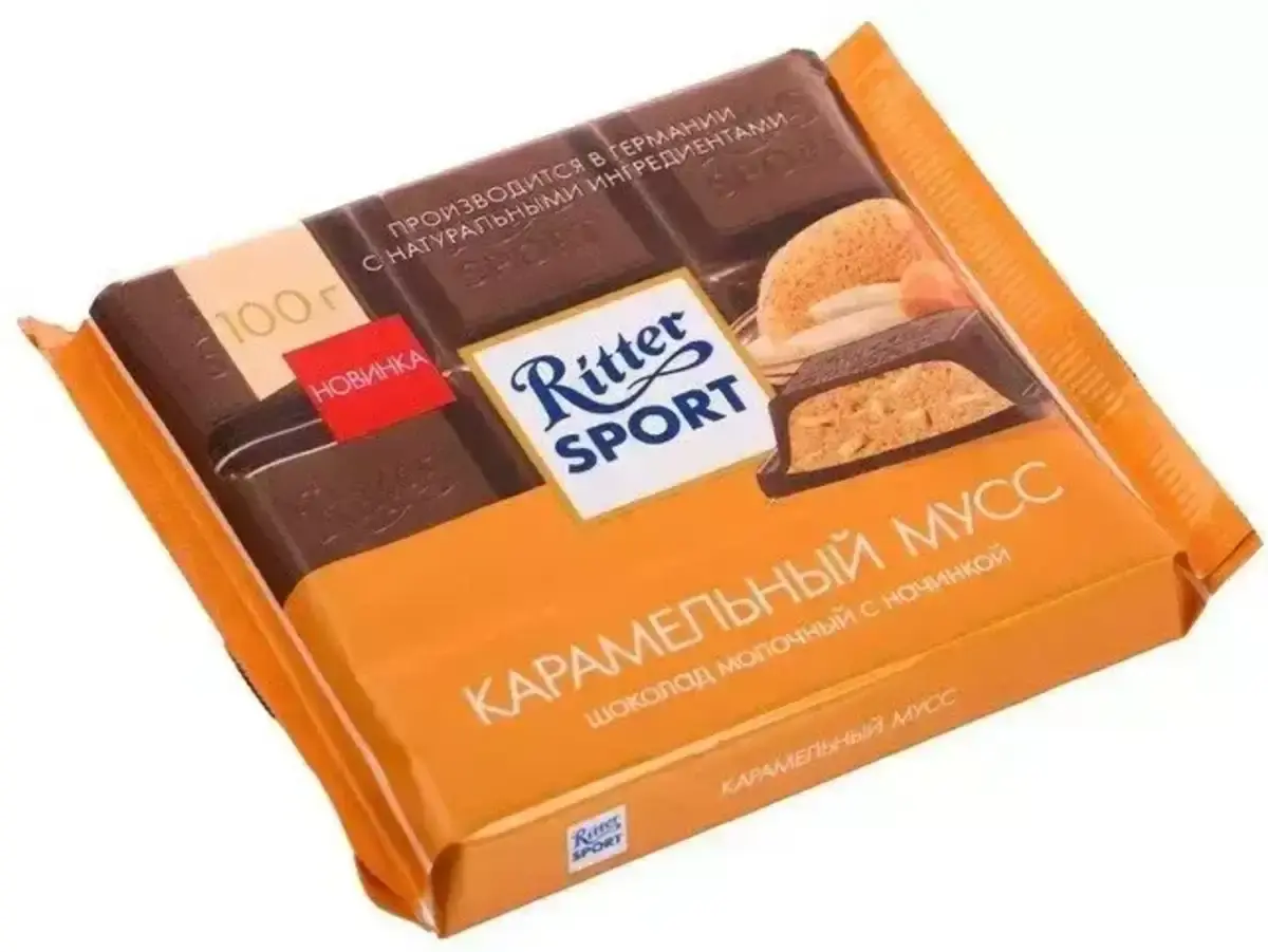 Шоколад РИТТЕР СПОРТ карамельный мусс с миндалем 100гр.(м)