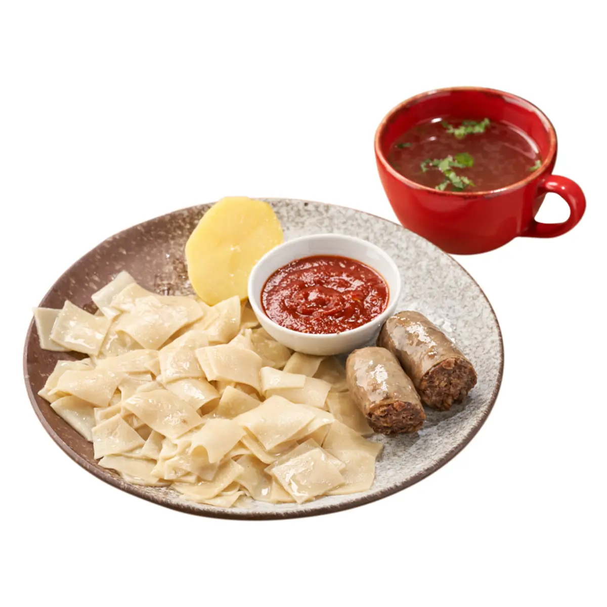 Хинкал тонкий с сушеной колбасой