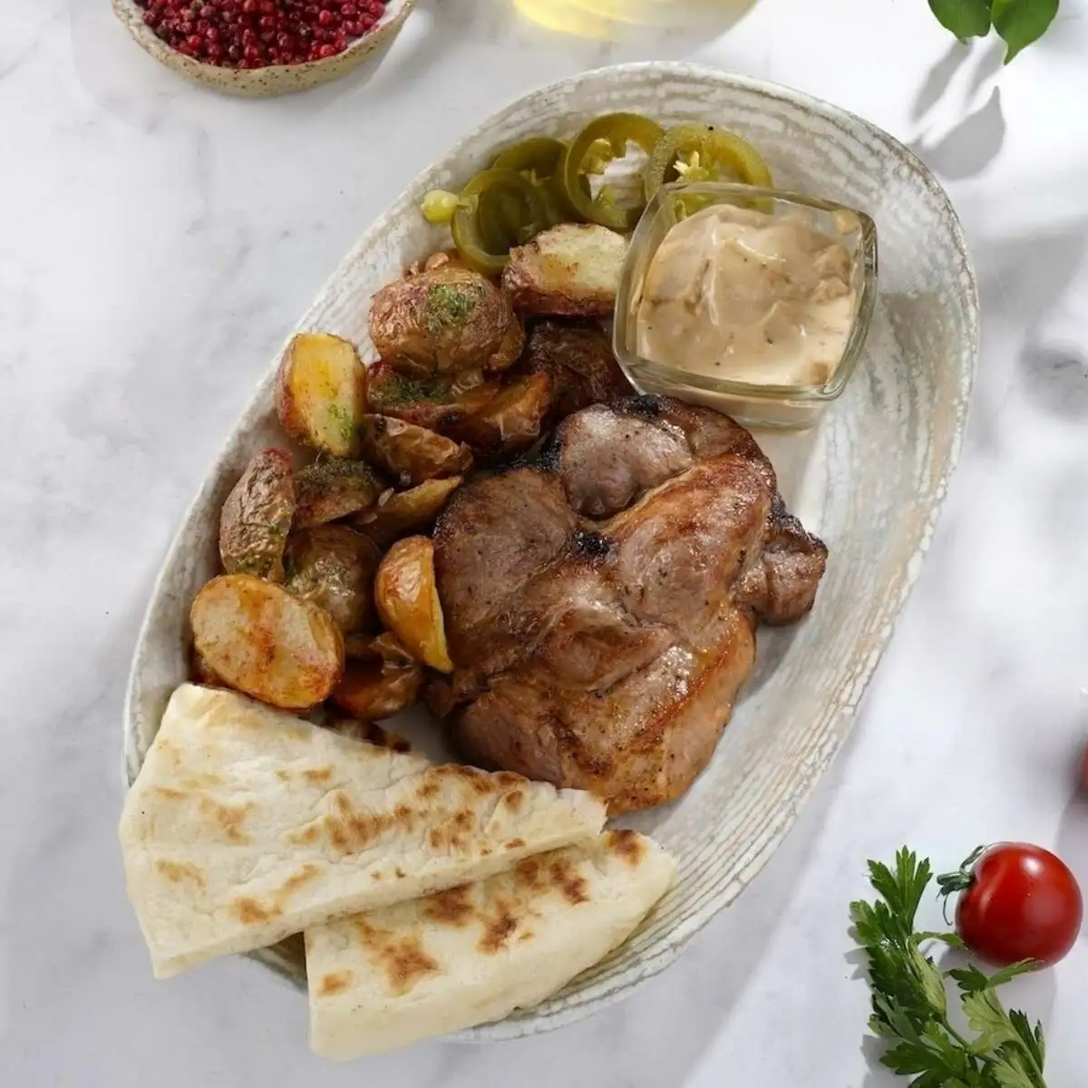 Комбо стейк из свинины с картофелем