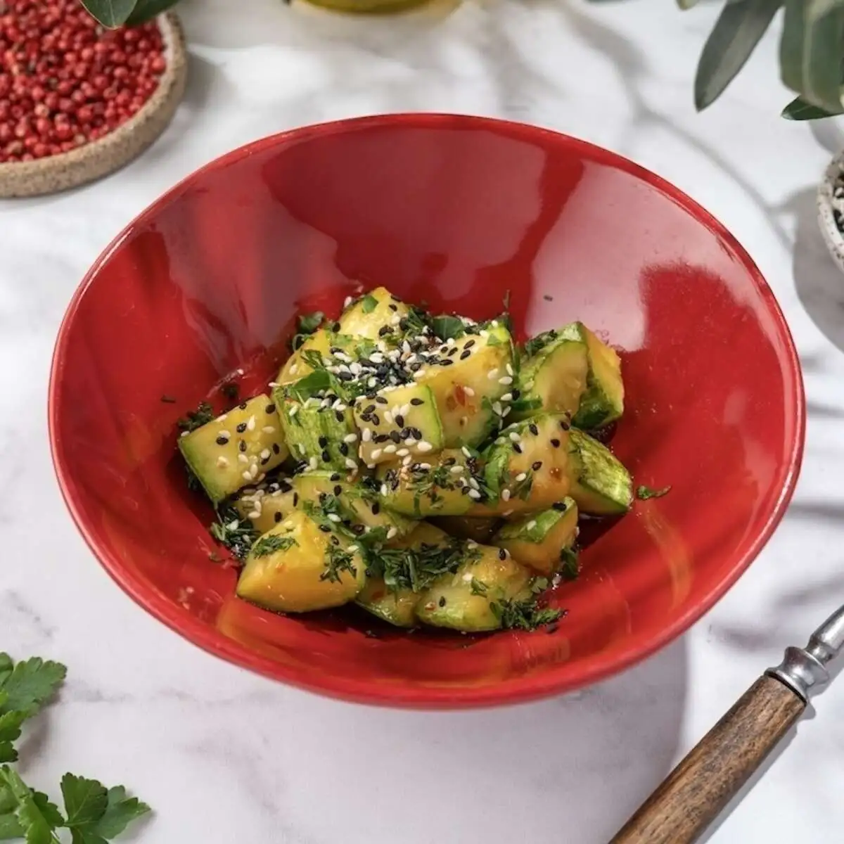 Кабачки с соусом чили