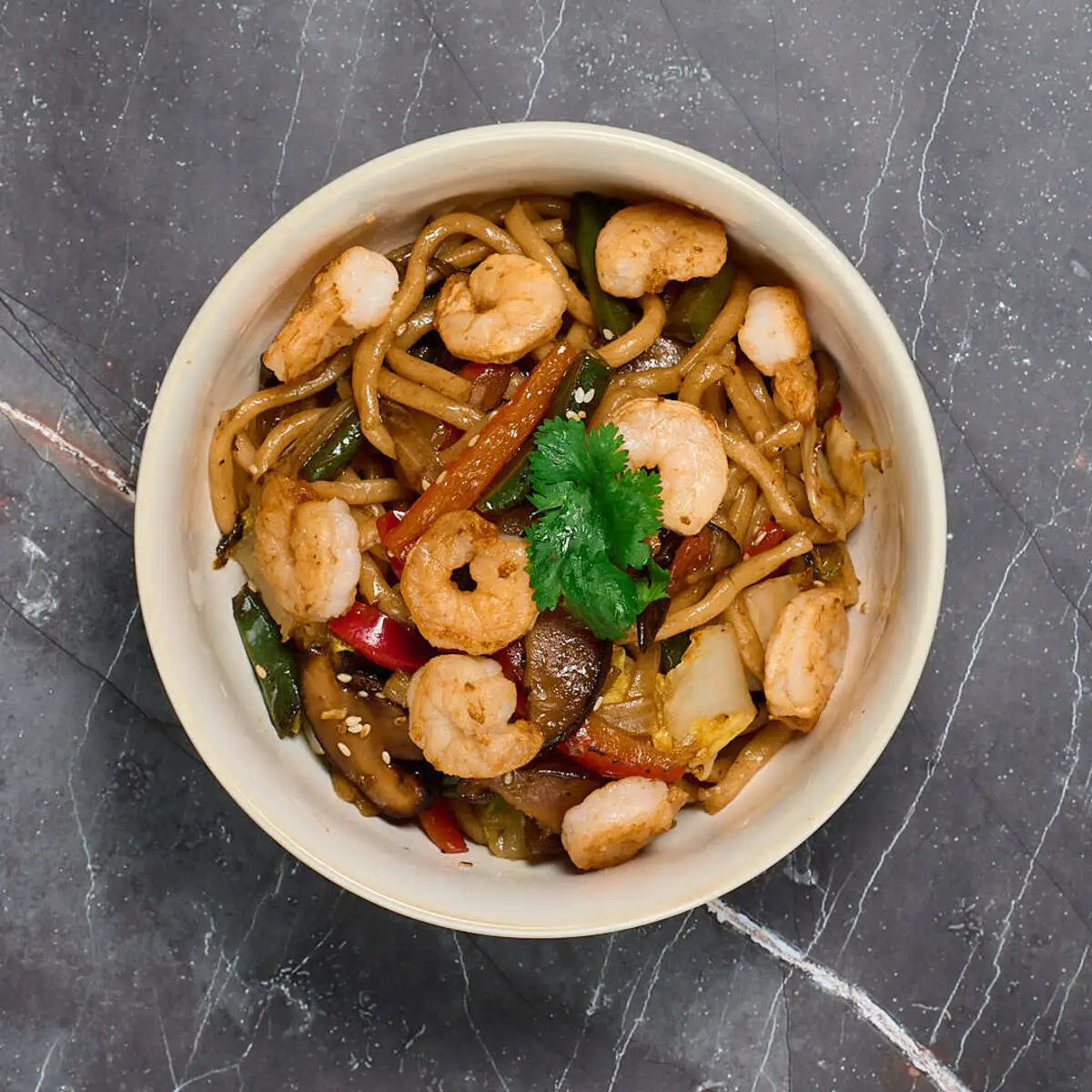 Лапша удон с креветками