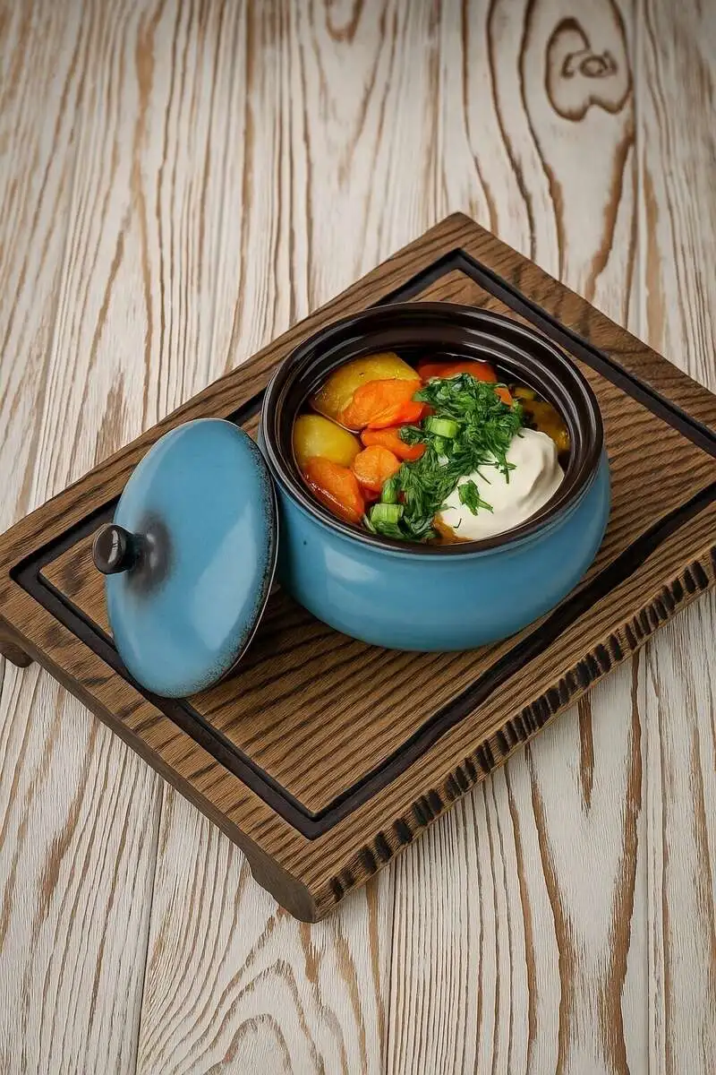 Жаркое по-грузински с курин.сердечками и печенью 1/350