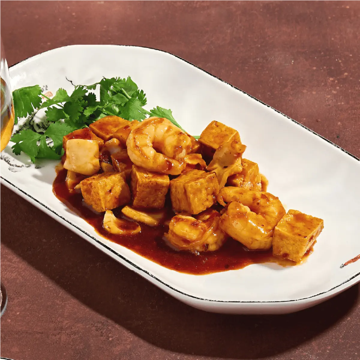 Тофу с креветкой и кальмаром