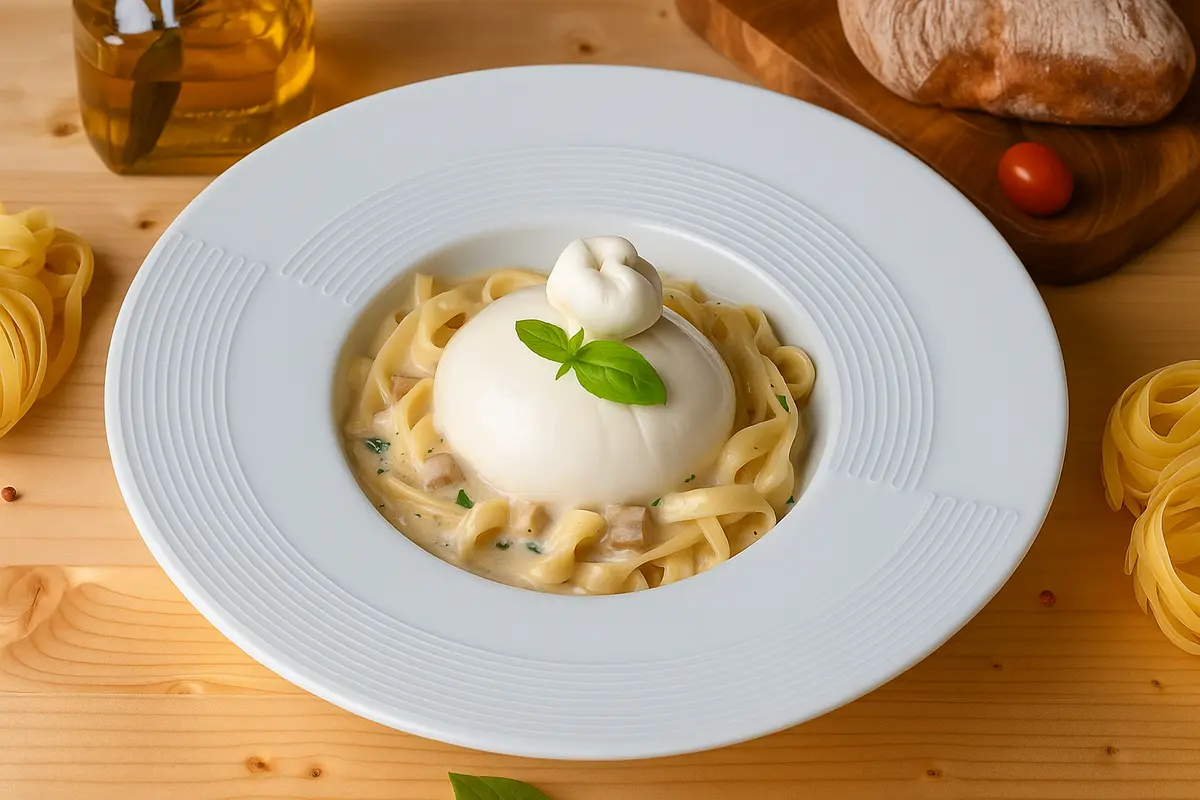 Паста с сыром буррата и томатами 330 гр С.