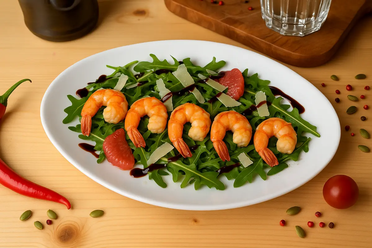 Салат с креветками и рукколой 165 гр С.