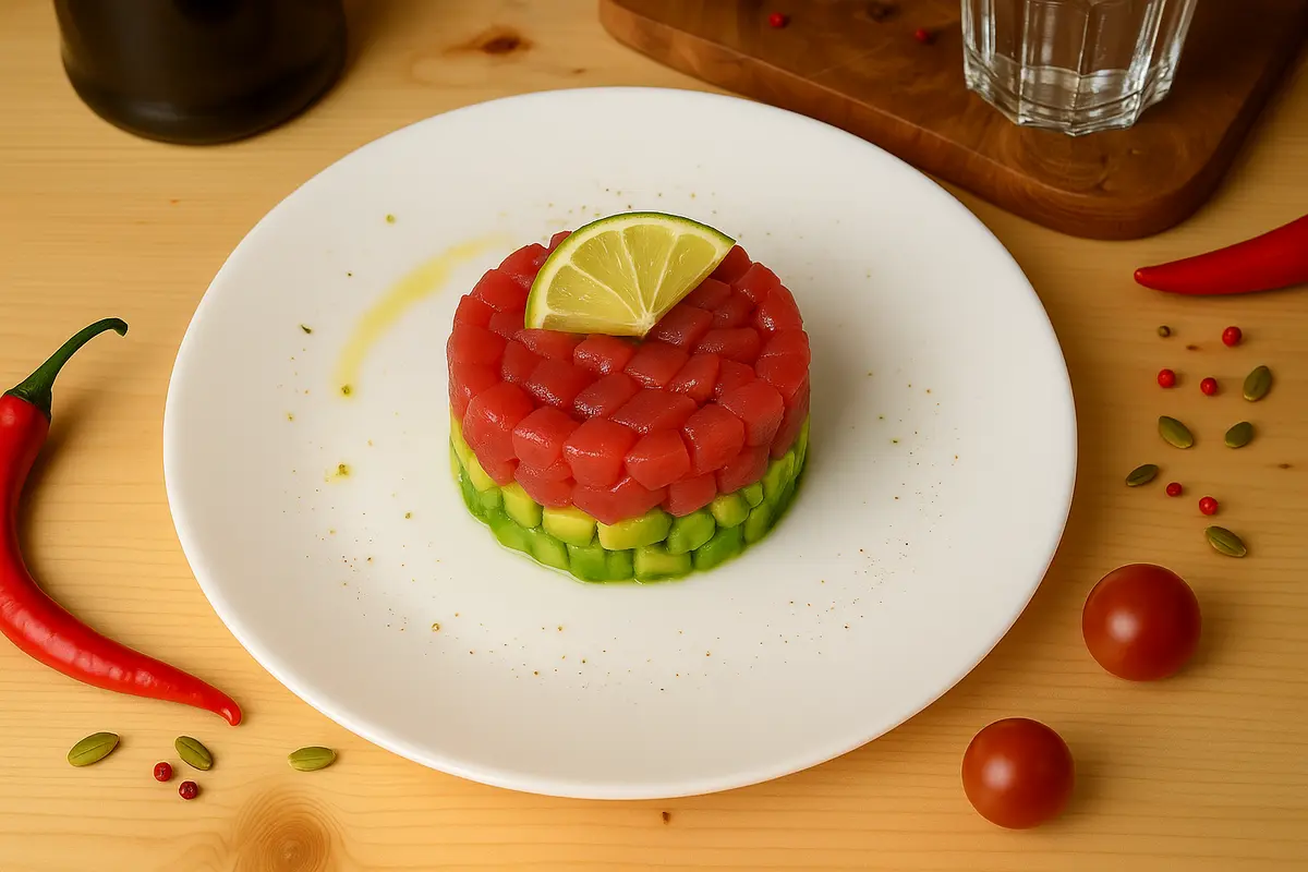 Тар-тар с тунцом и авокадо