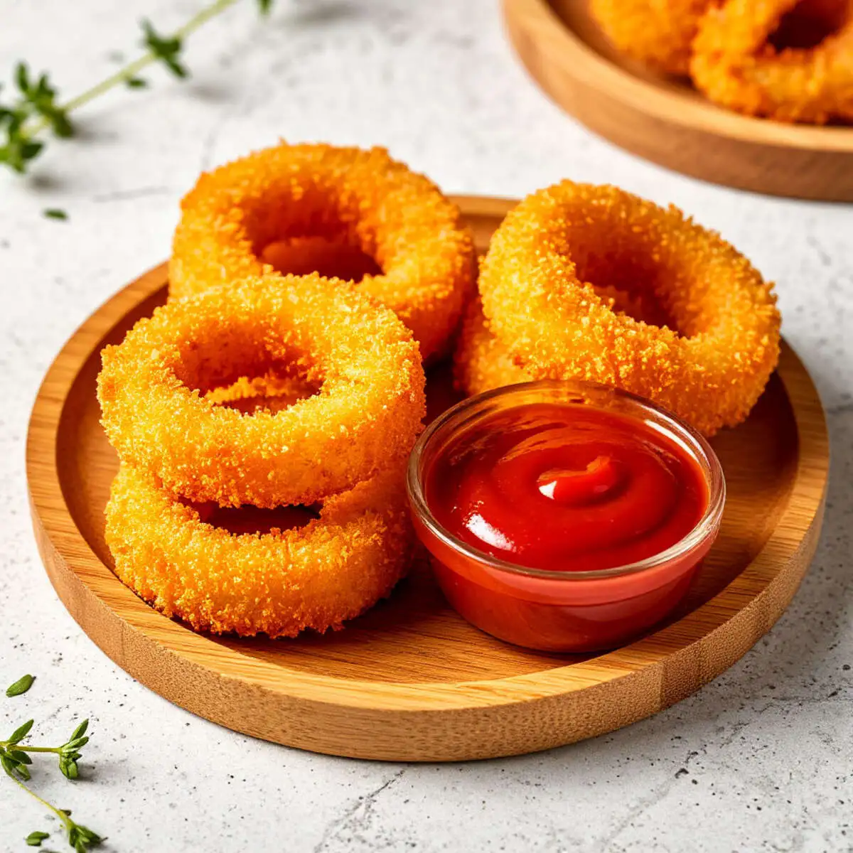 Луковые кольца в панировке с соусом "BBQ"