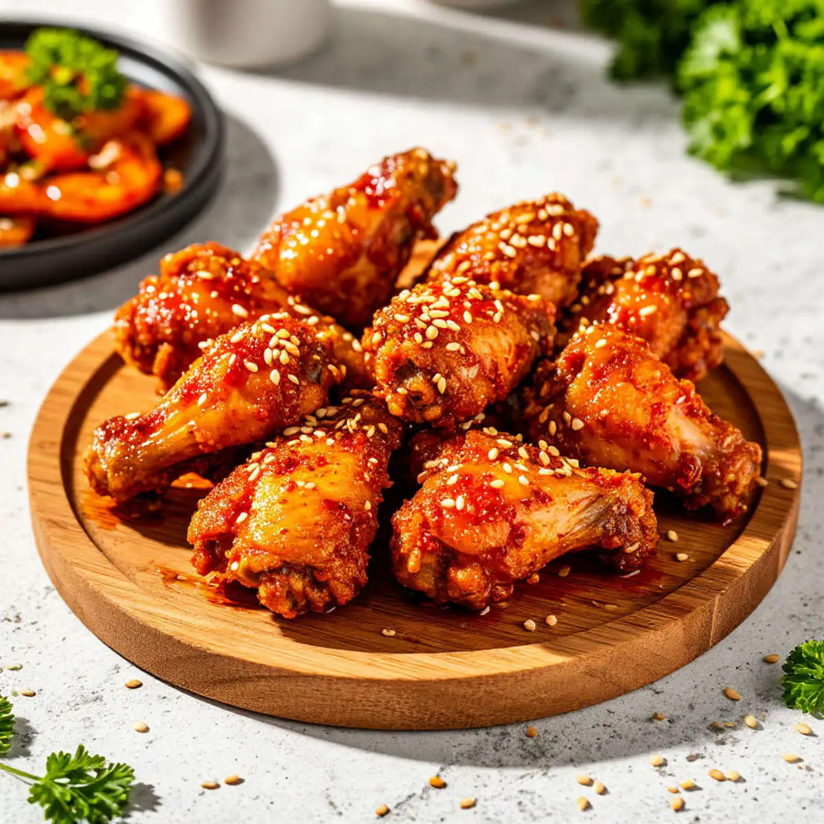 Острые куриные крылышки с соусом "Кимчи" и сладкий "Чили"