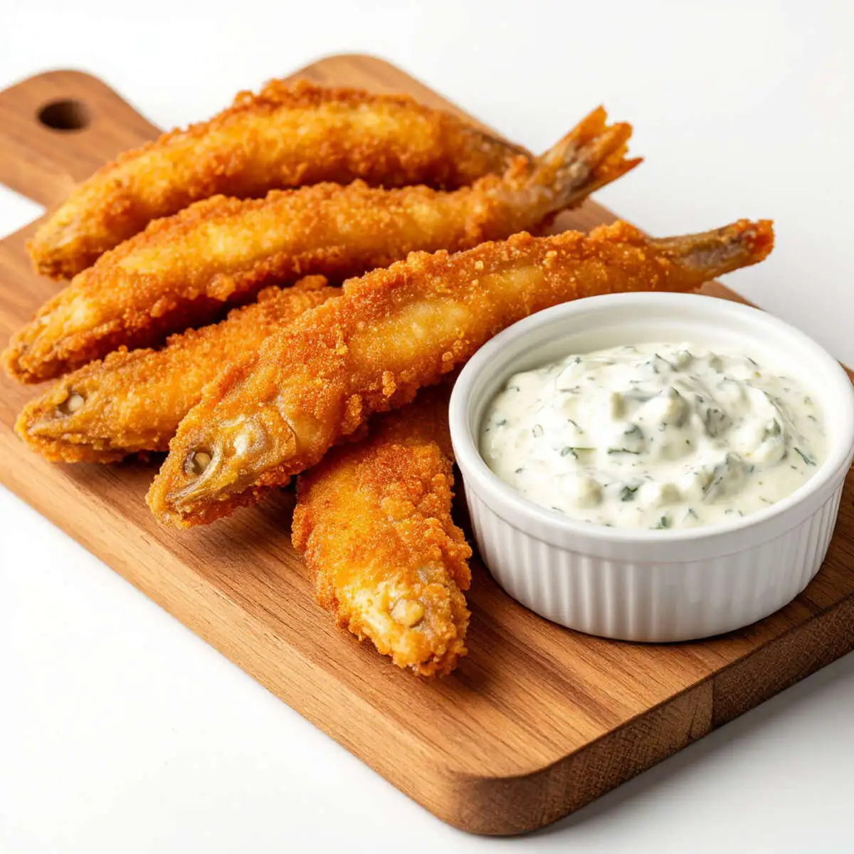 Золотистая мойва обжаренная во фритюре с соусом "Тартар"