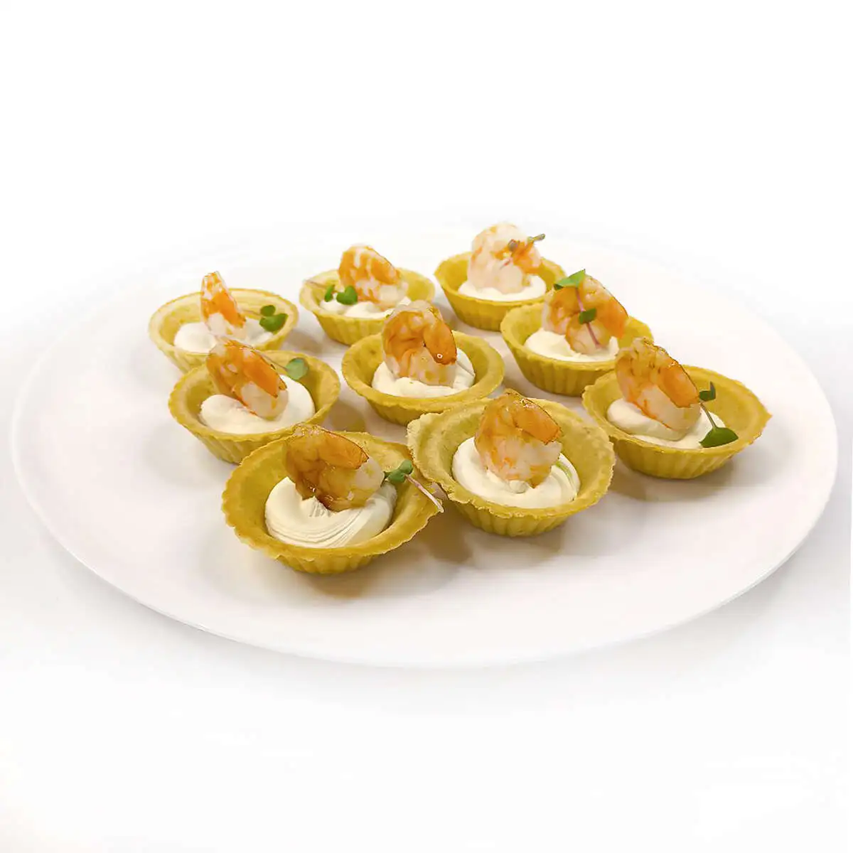 Тарталетки с тигровой креветкой и творожным сыром